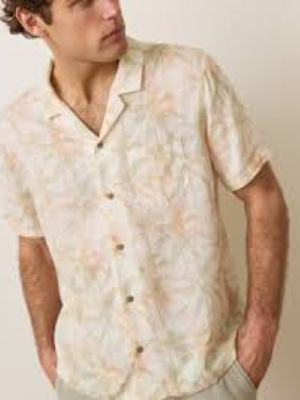 Marine Layer Tropical TENCEL Linen Resort Shirt Size L NWOT